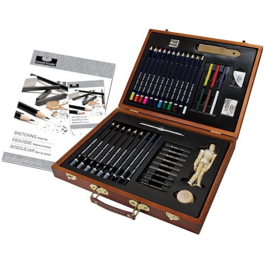Royal &#x26; Langnickel&#xAE; Essentials&#x2122; Sketch &#x26; Draw Wooden Box Art Set